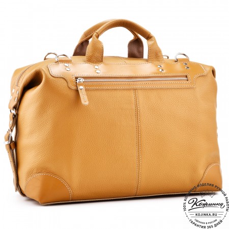 Кожаная дорожная сумка "Сити" (охра)