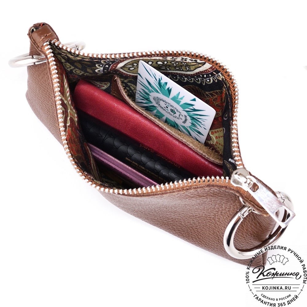 Женская кожаная сумка "Трио" (бежевый/мята/коричневый)