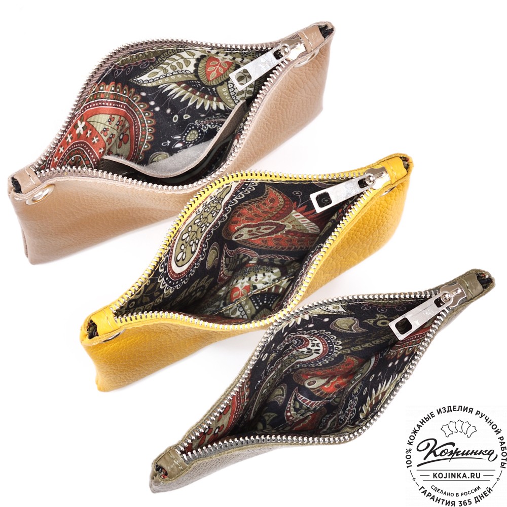 Женская кожаная сумка "Трио" (жёлтый/капучино/олива)