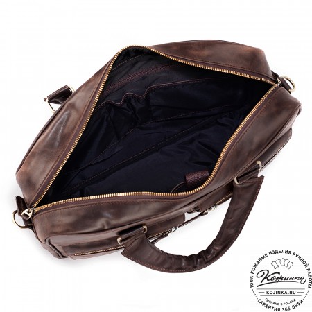 Кожаная деловая сумка "Гофман" (тёмно-коричневый антик) 