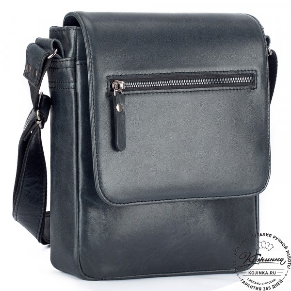 Мужская кожаная сумка "Вильнюс" (чёрная). фото 1