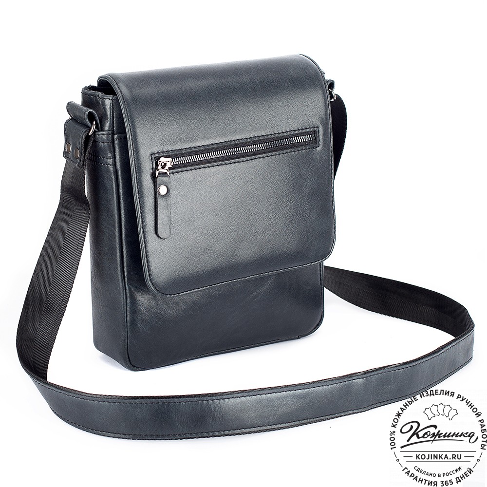 Мужская кожаная сумка "Вильнюс" (чёрная)