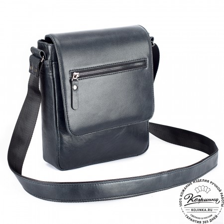 Мужская кожаная сумка "Вильнюс" (чёрная)