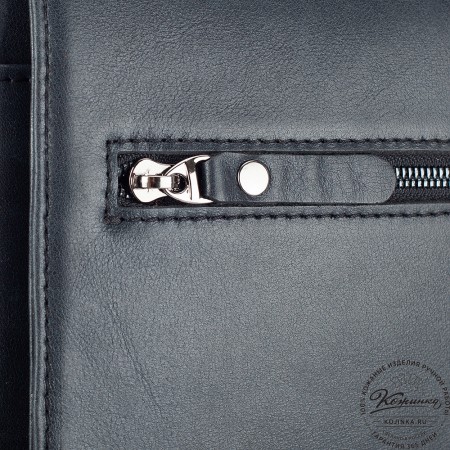 Мужская кожаная сумка "Вильнюс" (чёрная)