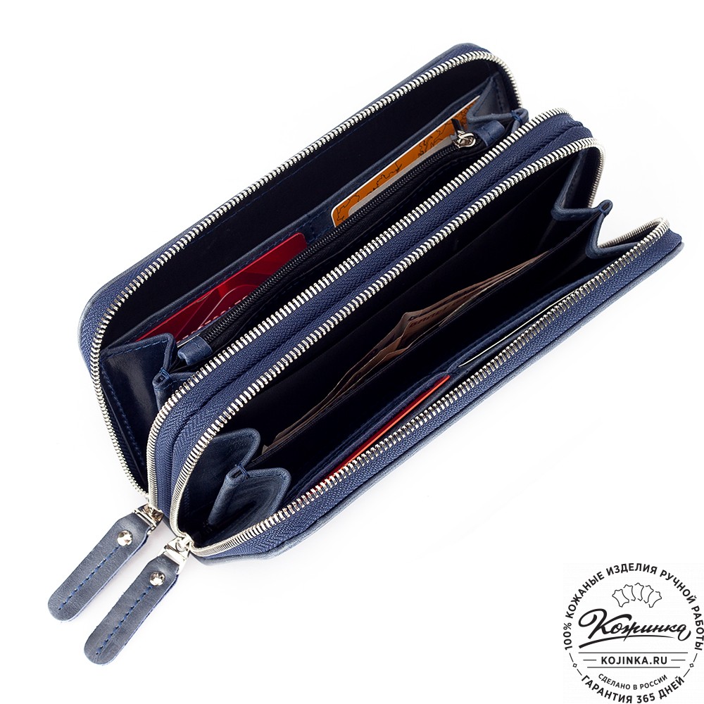 Кожаный клатч "Льюис" (синий антик) 