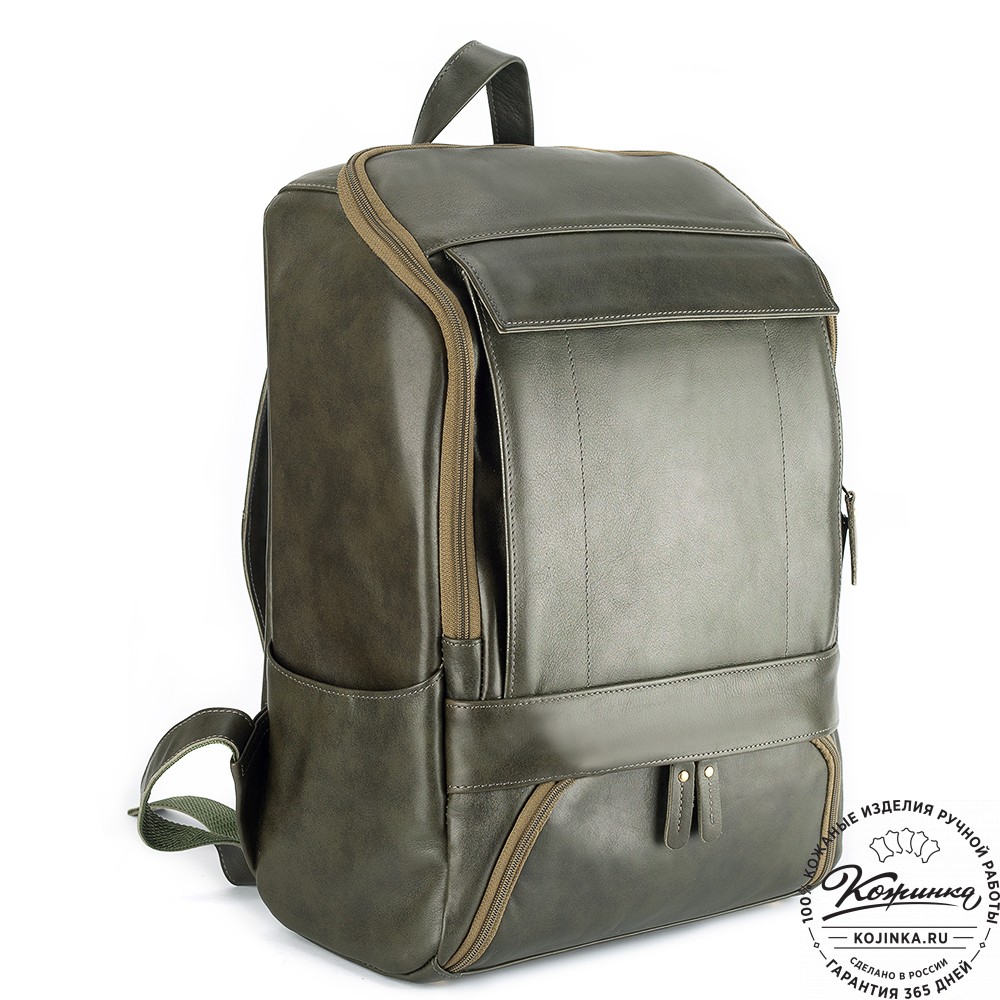 Кожаный рюкзак "Вена" (хаки гладкая кожа)