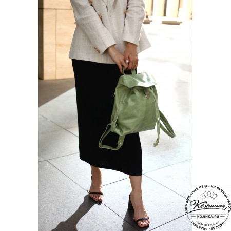  Женский кожаный рюкзак "Паулина" (серый)