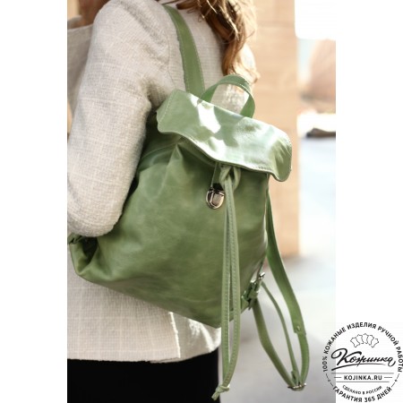  Женский кожаный рюкзак "Паулина" (серый)