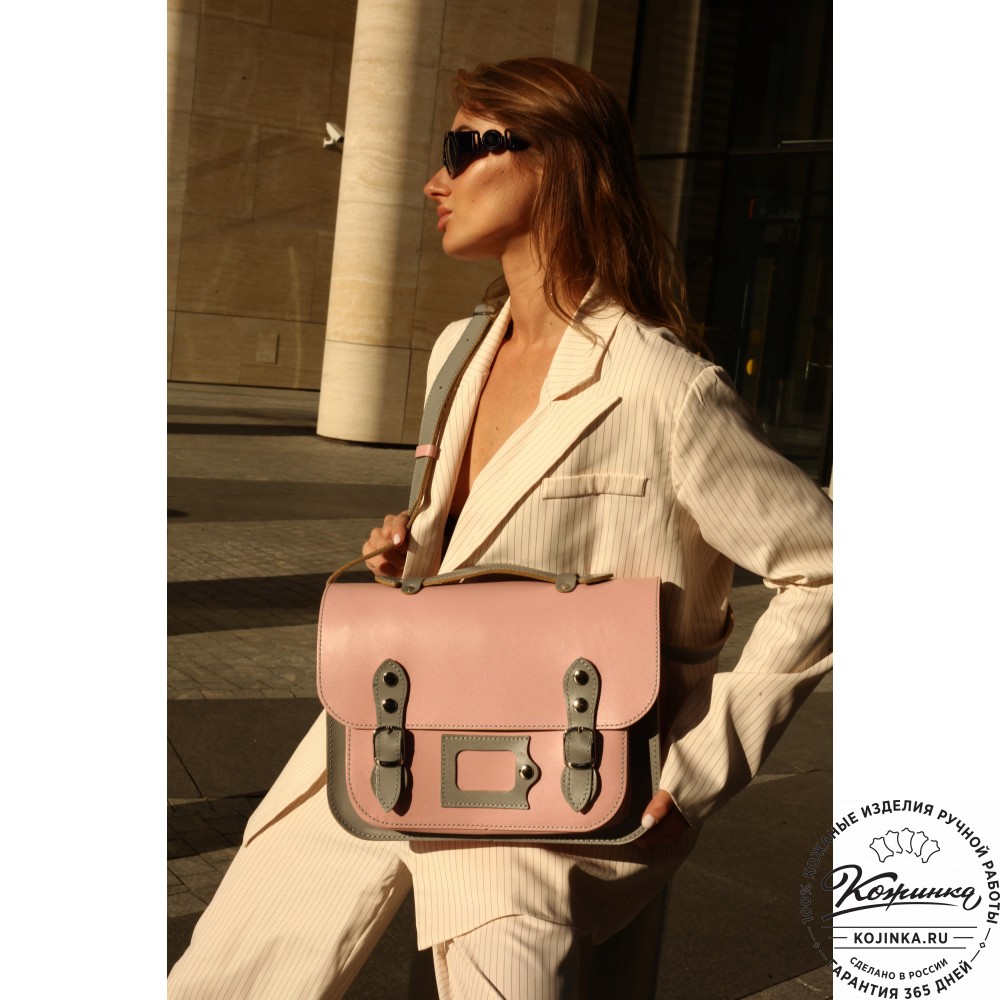 Кожаный портфель "Сатчел"  (тёмно-коричневый)