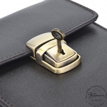 Кожаная сумка для документов "Чикаго" (темно-коричневая)