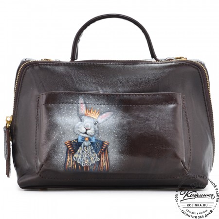 Женская кожаная сумка "Крис" "Кролик в короне"