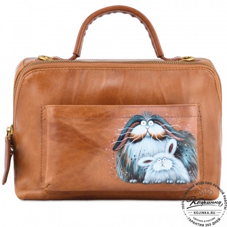 Женская кожаная сумка "Крис" "Кролики чудики"