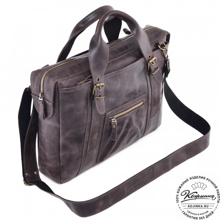 Кожаная деловая сумка "Доминик" (тёмно-коричневый антик)