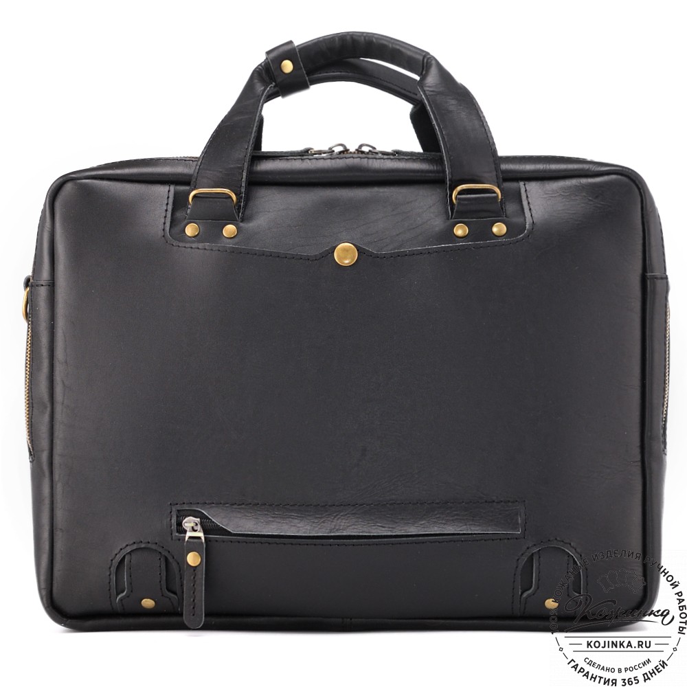 Кожаная мужская сумка-рюкзак "Генри" (чёрная)