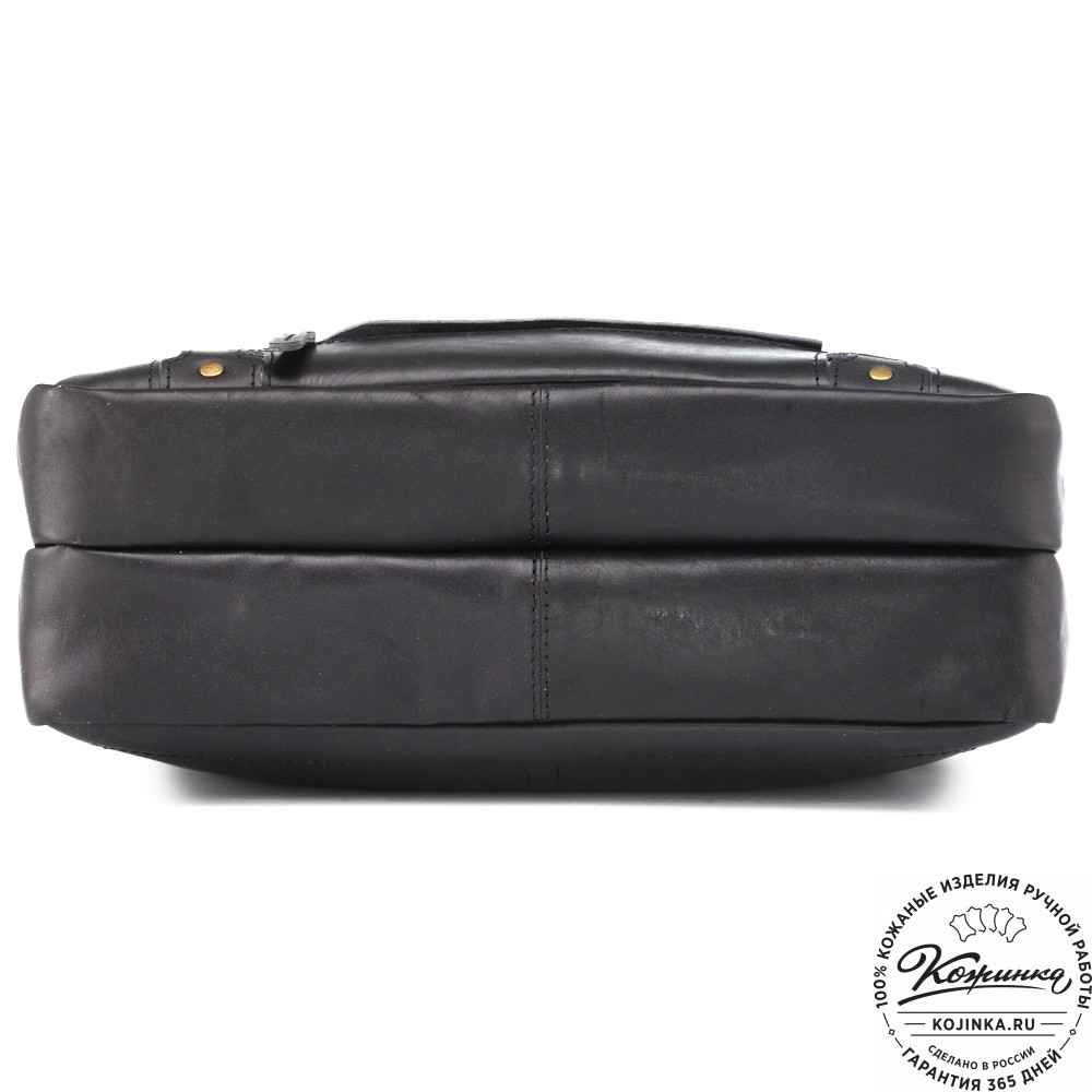 Кожаная мужская сумка-рюкзак "Генри" (чёрная)