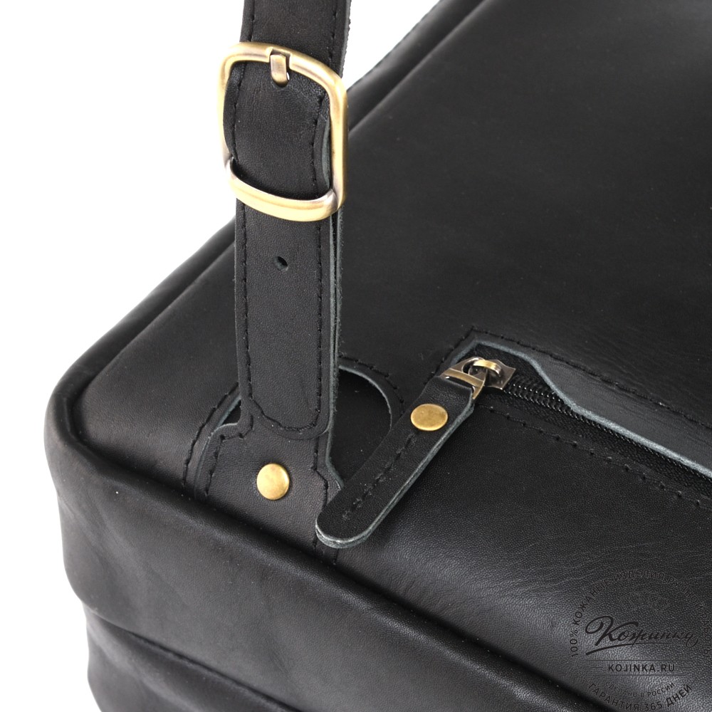 Кожаная мужская сумка-рюкзак "Генри" (чёрная)