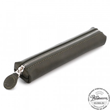 Кожаная мини-косметичка "Лонг" (хаки)