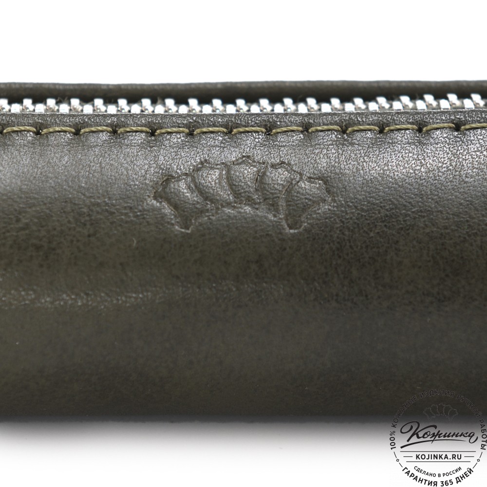 Кожаная мини-косметичка "Лонг" (хаки)