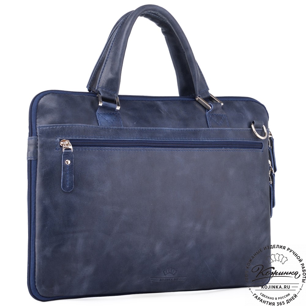 Кожаная деловая сумка "Ральф" (синий антик) 