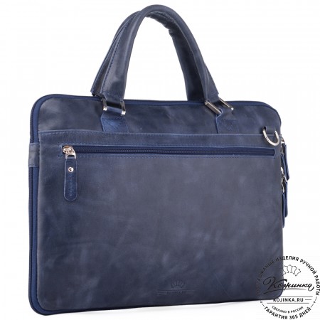 Кожаная деловая сумка "Ральф" (синий антик) 