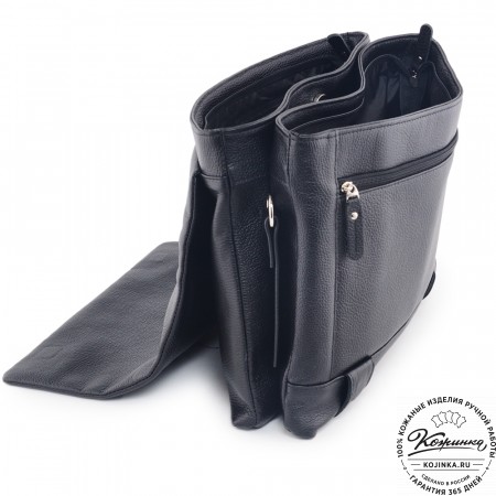  Кожаная сумка через плечо "Бавария" (черная) 