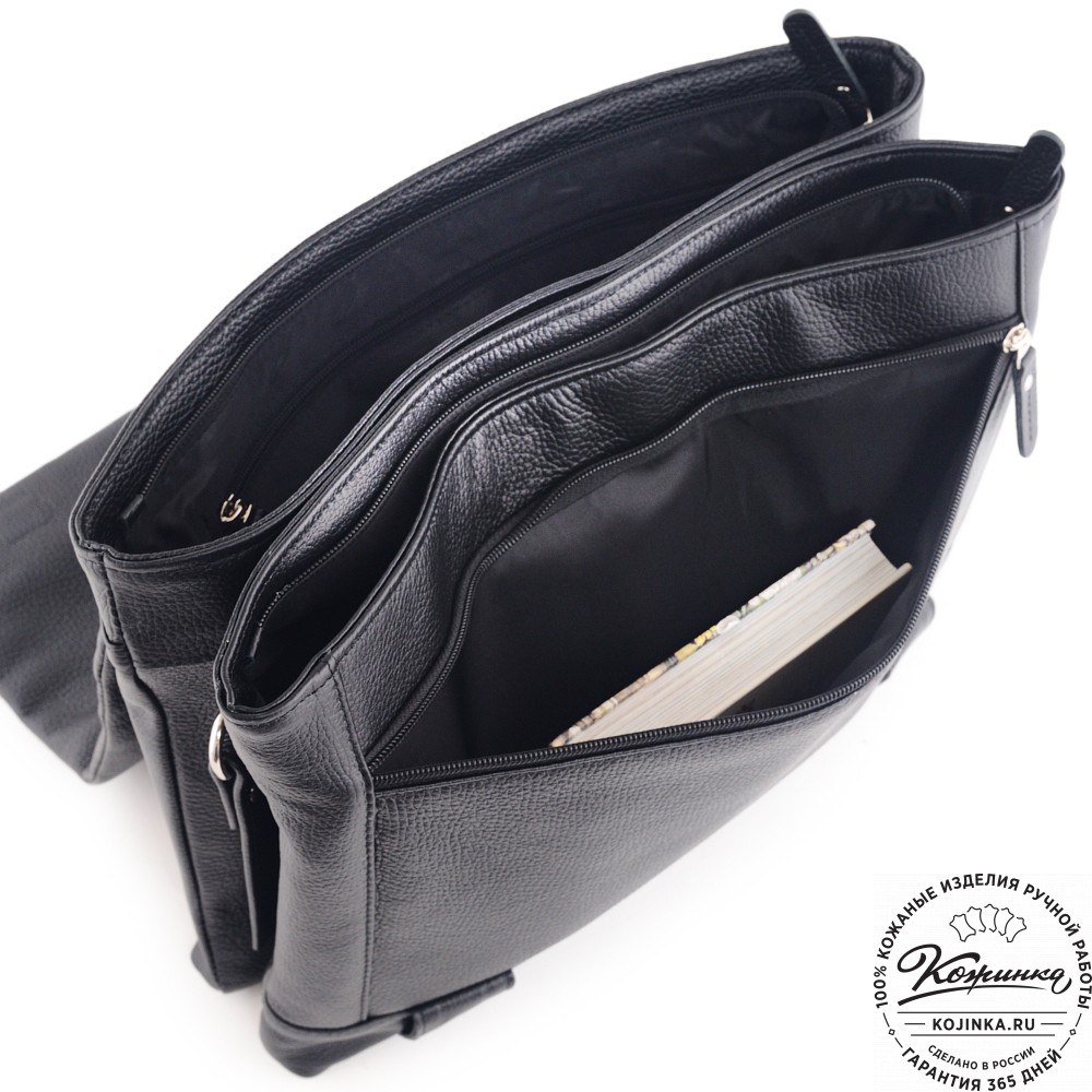  Кожаная сумка через плечо "Бавария" (черная) 