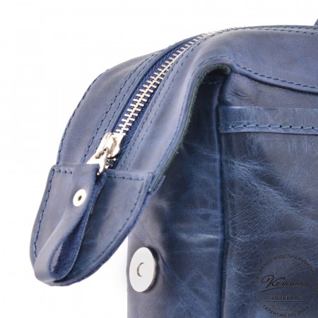 Деловая кожаная сумка "Доминик" (синий антик)