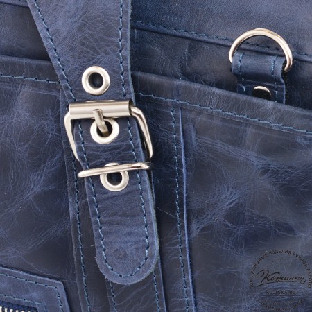 Деловая кожаная сумка "Доминик" (синий антик)