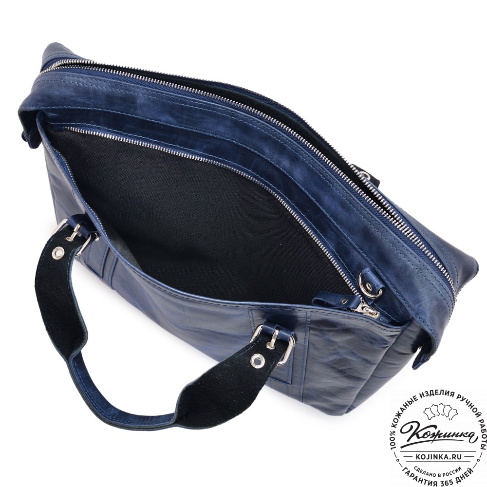 Деловая кожаная сумка "Доминик" (синий антик)
