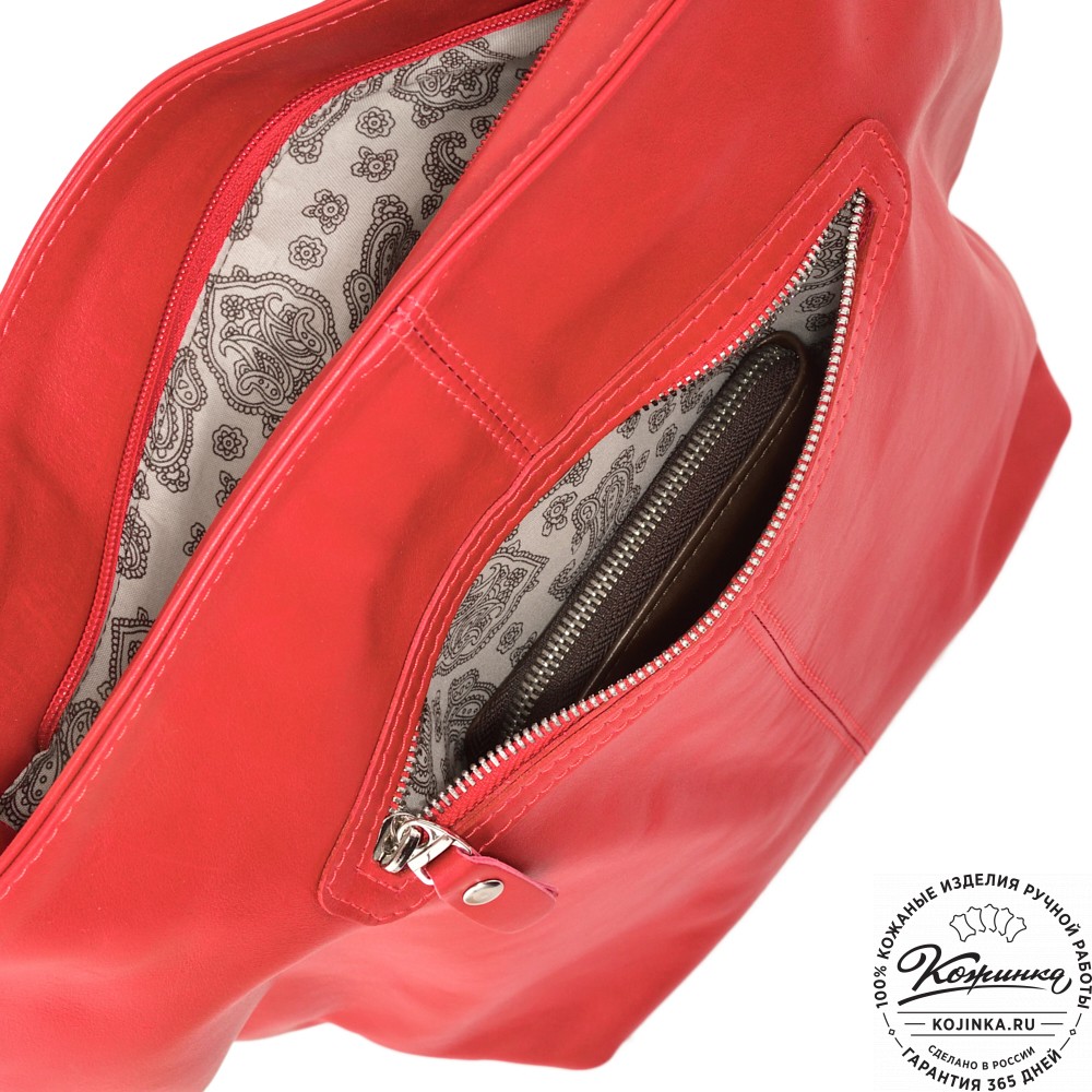 Кожаная женская сумка "Бэлла" (красная гладкая кожа)