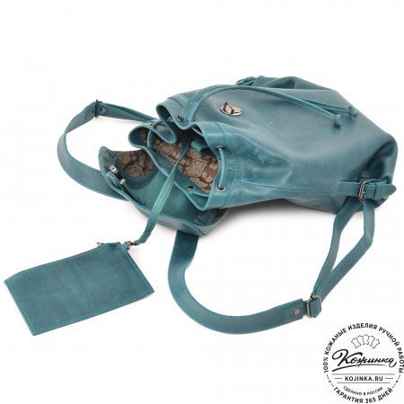  Женский кожаный рюкзак "Паулина" (изумруд) 