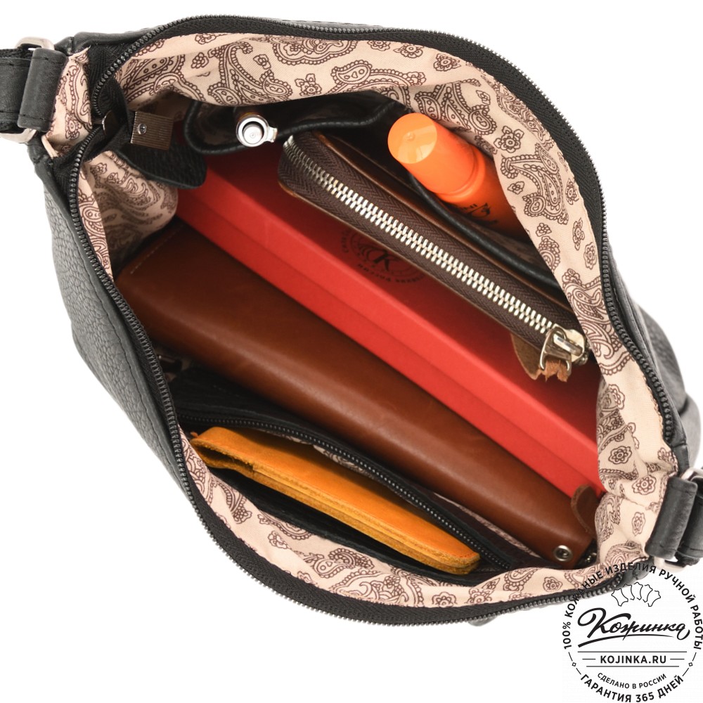 Женская кожаная сумка "Нева" (фактура чёрный)