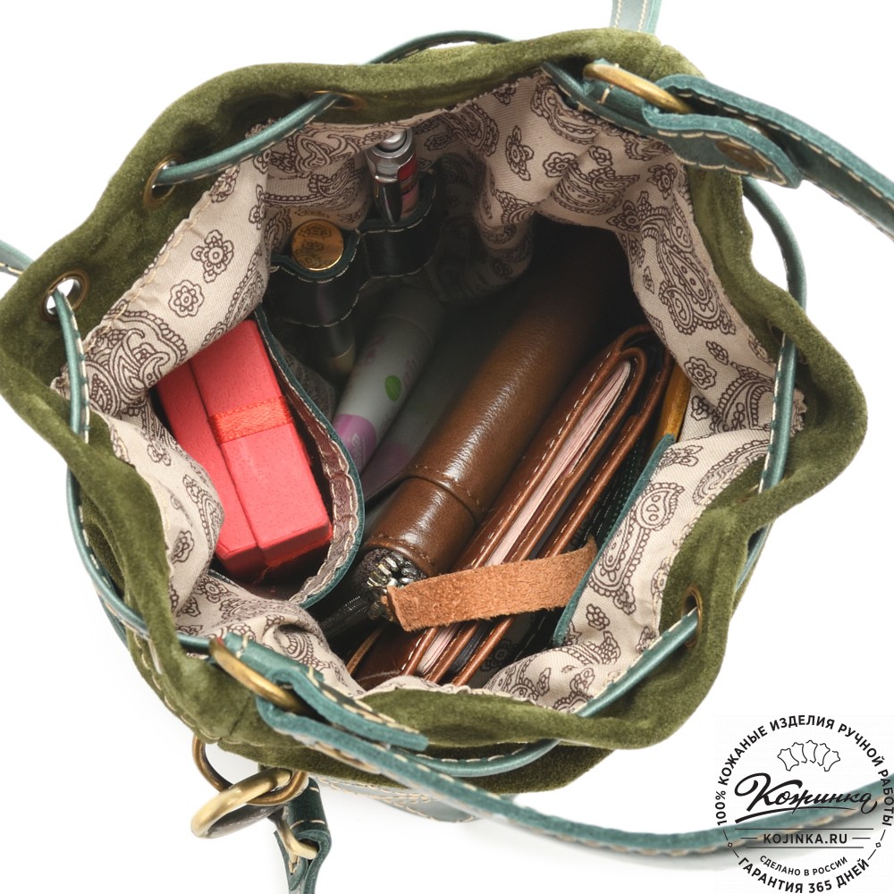 Женская кожаная сумка "Жизель" (зеленый)