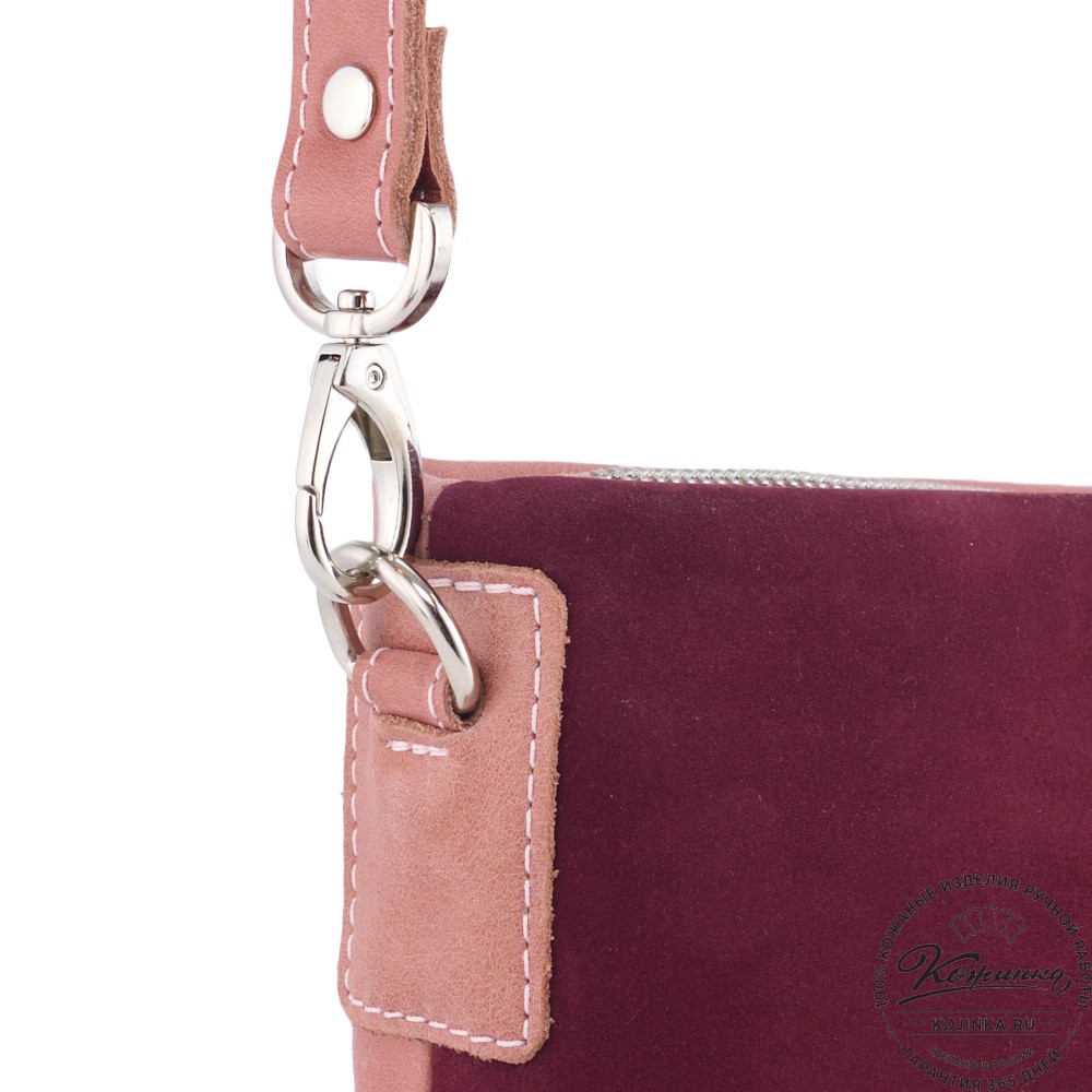 Женская кожаная сумка "Саманта" (бордово-розовый)