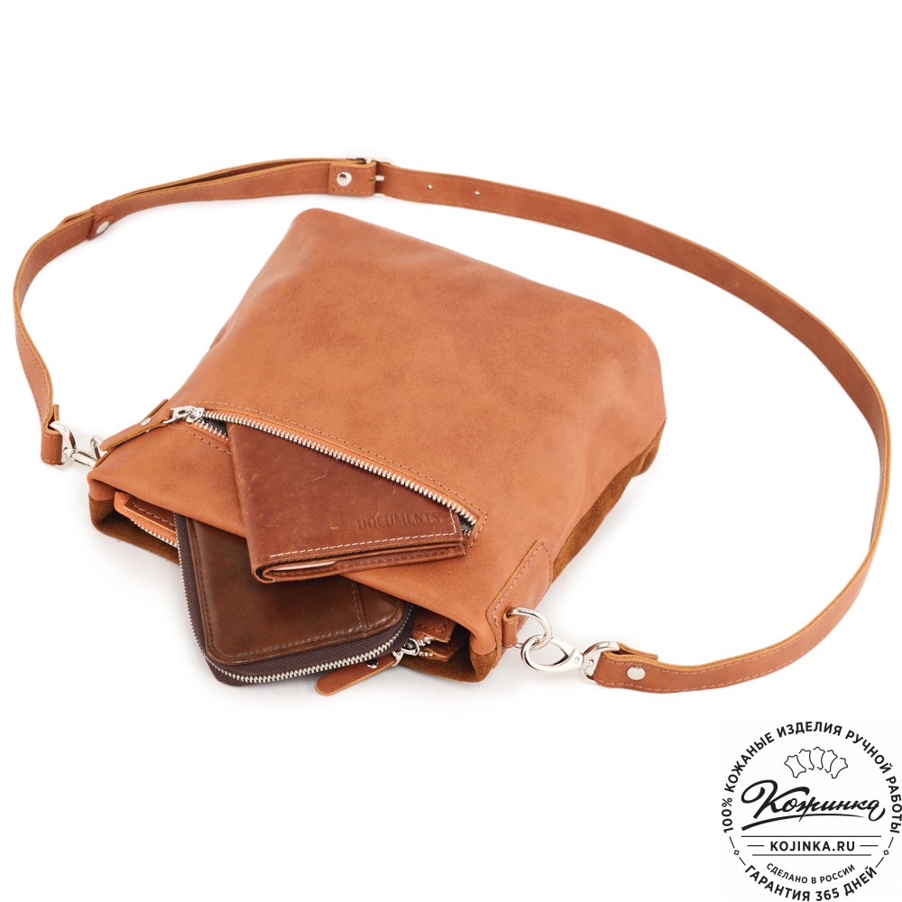  Женская кожаная сумка "Саманта" (рыжий)