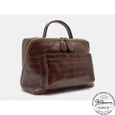 Женская кожаная сумка "Крис" (коричневый кроко)