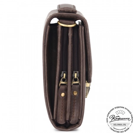 Кожаная барсетка "Фидель" (темно-коричневый антик)