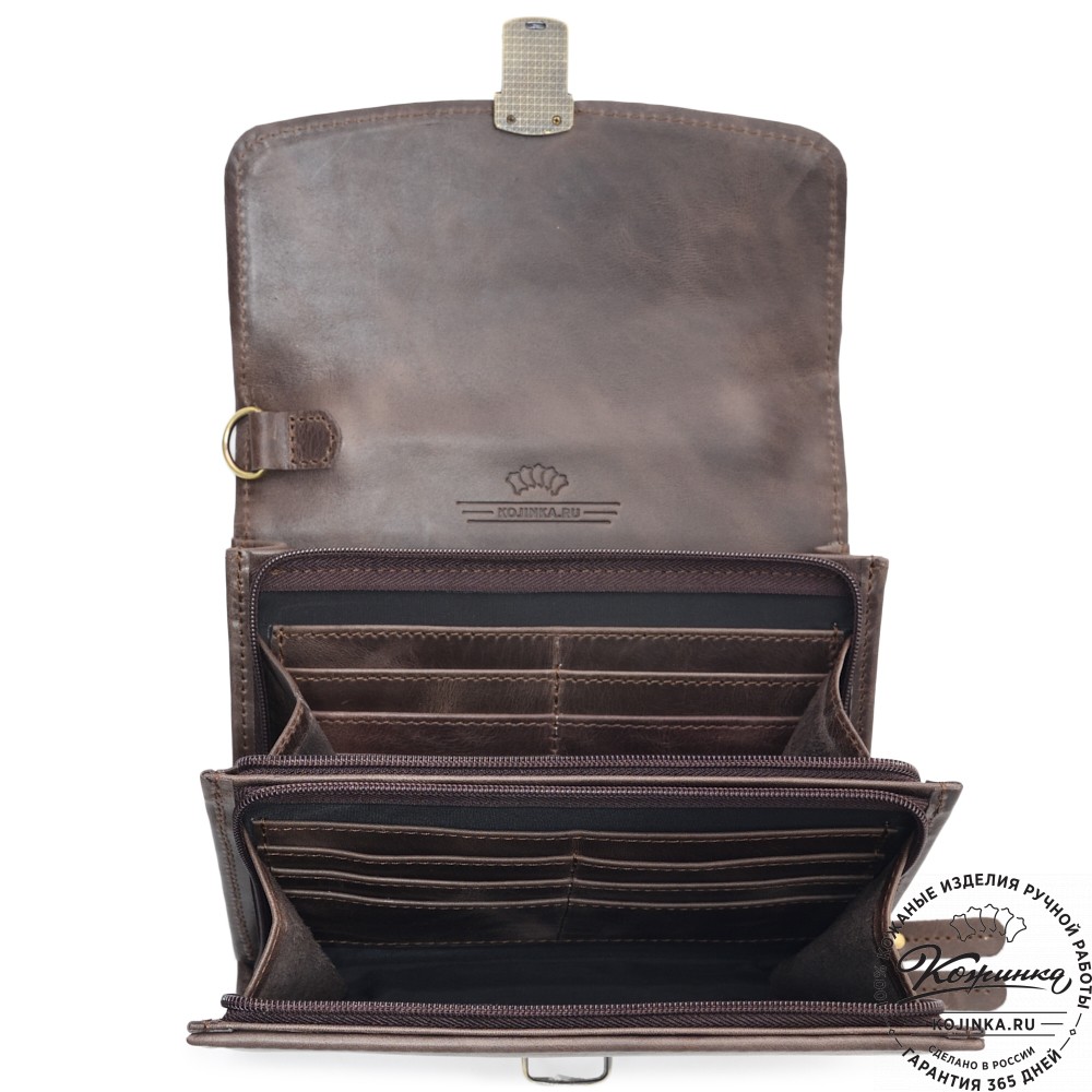 Кожаная барсетка "Фидель" (темно-коричневый антик)