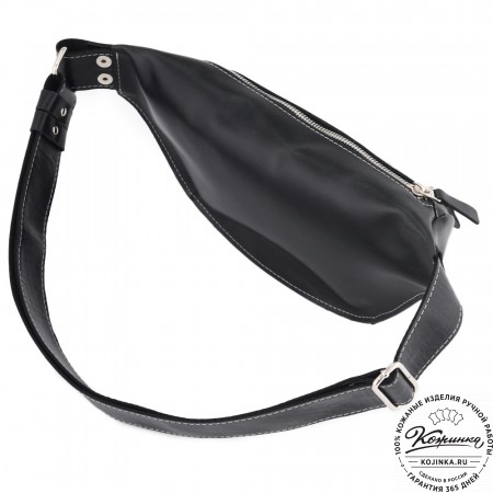 Кожаная сумка на пояс "Марио" (черный)