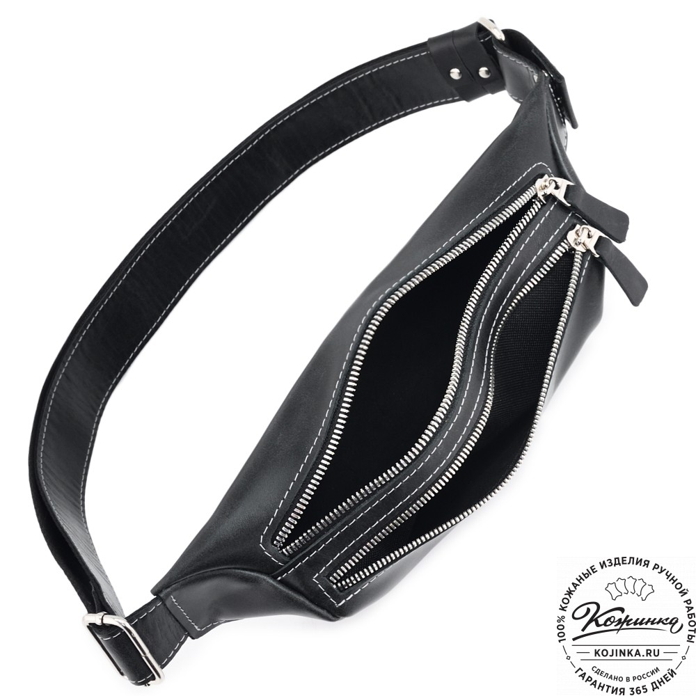 Кожаная сумка на пояс "Марио" (черный)