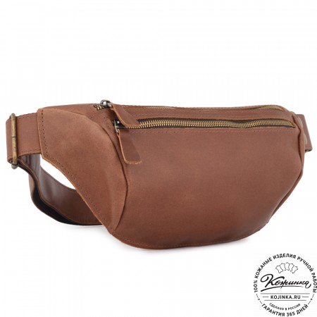 Кожаная сумка на пояс "Марио" (коричневый)