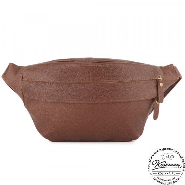 Кожаная сумка на пояс "Камиль" (фактура коричневый). фото 1