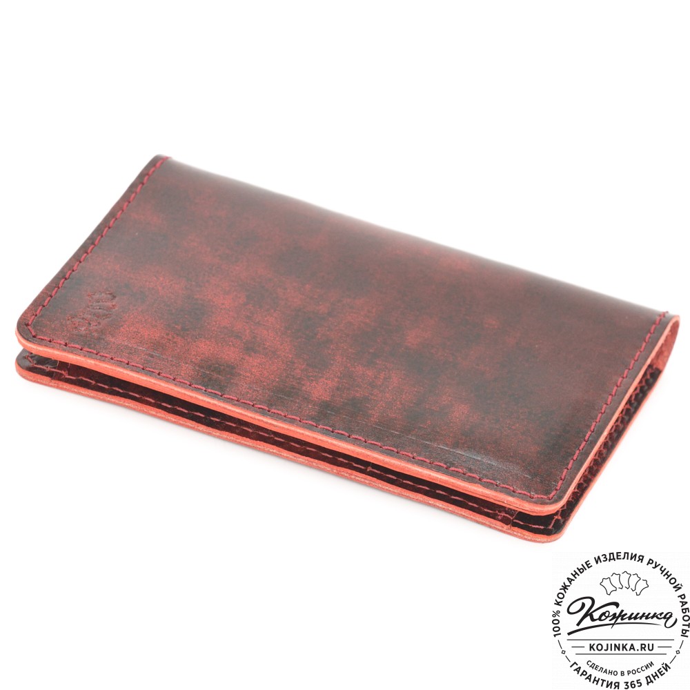 Кожаный бумажник для документов "Неаполь" (красный глянец)
