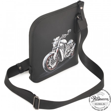 Кожаная сумка "Родос" "Мотоцикл" (черная)