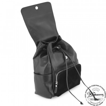 Женский кожаный рюкзак "Франческа" (черный)