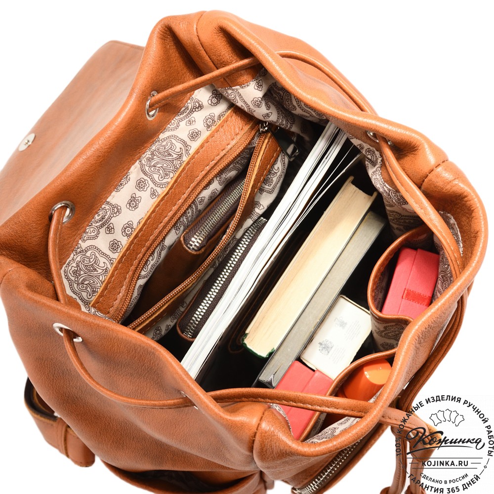 Женский кожаный рюкзак "Франческа" (рыжий)