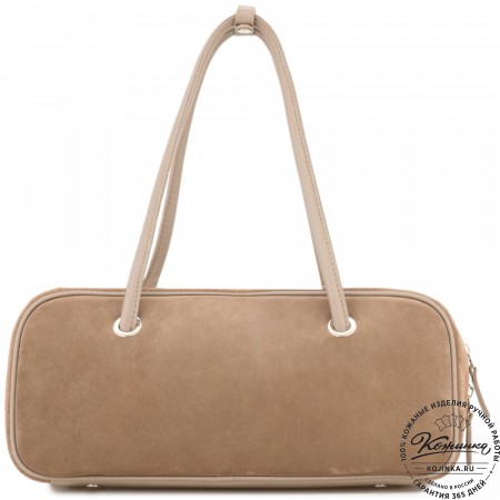Женская кожаная сумка "Тамань" велюр (капучино)