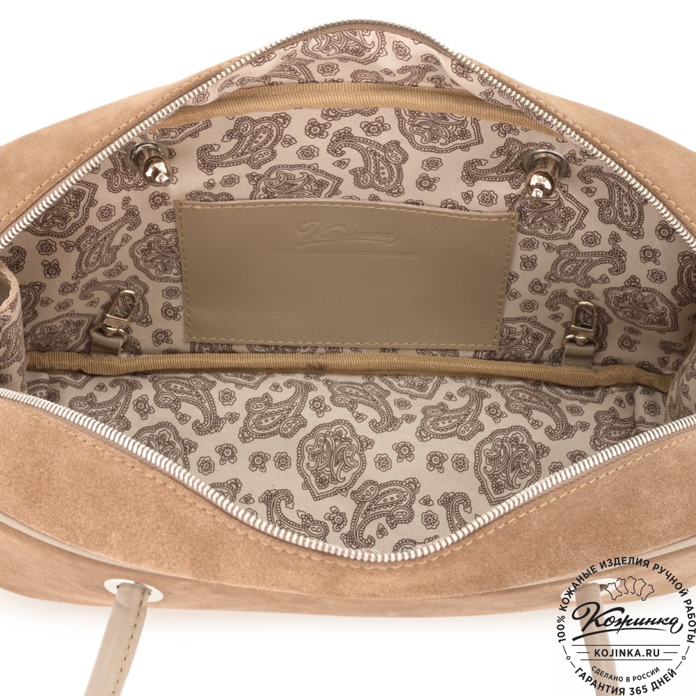 Женская кожаная сумка "Тамань" велюр (капучино)