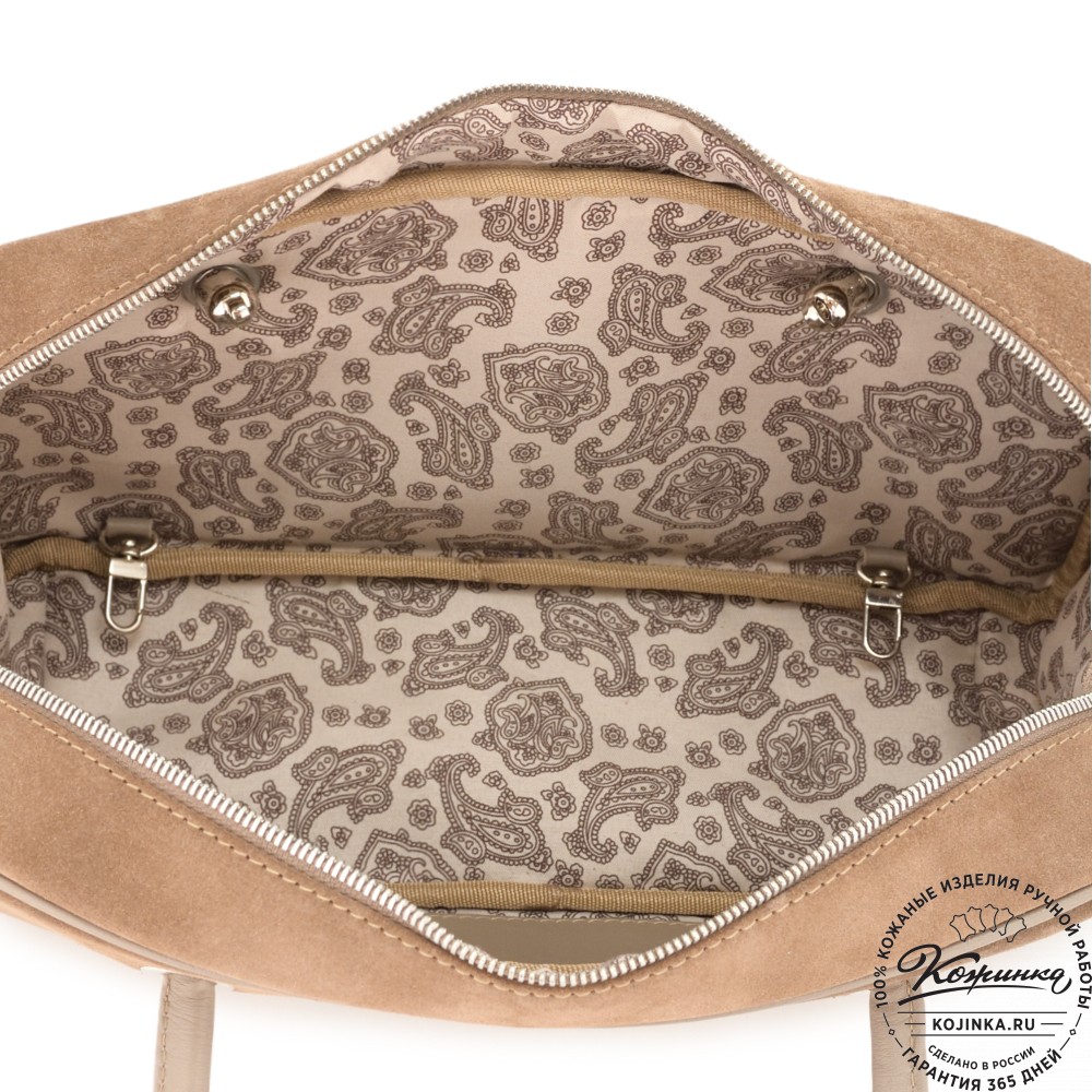 Женская кожаная сумка "Тамань" велюр (капучино)