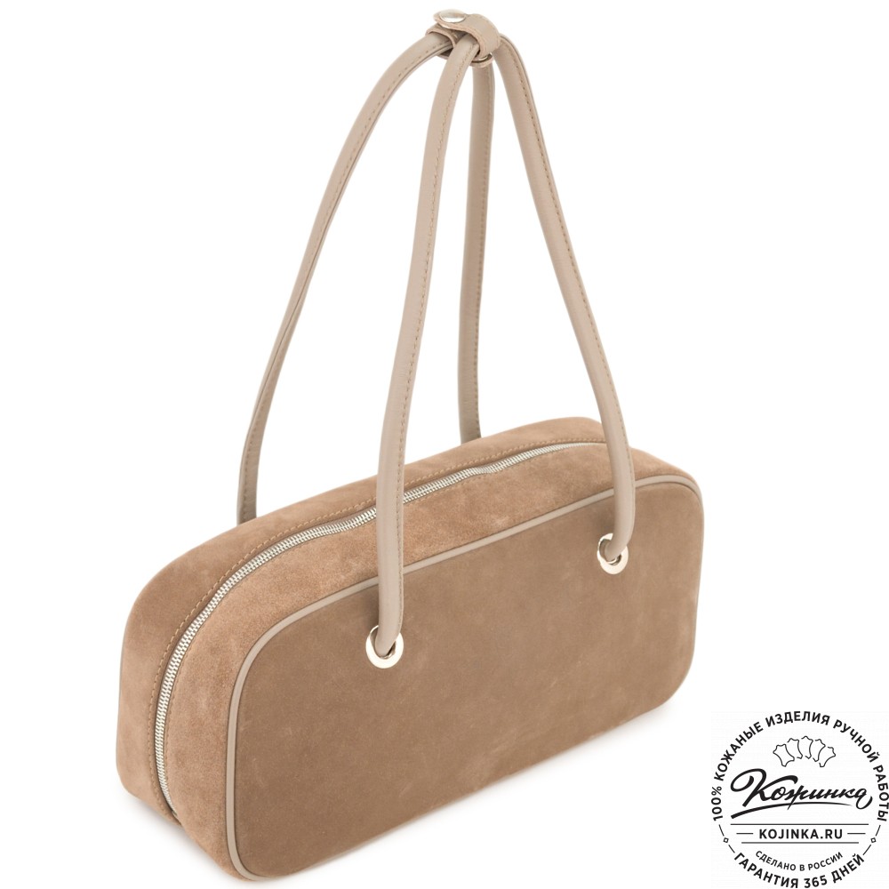 Женская кожаная сумка "Тамань" велюр (капучино)